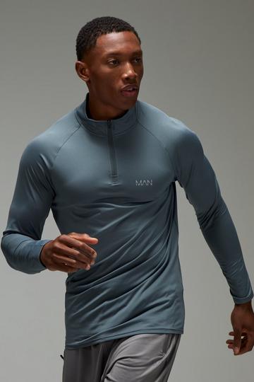 Man Active Muscle Fit Raglan 1/4 Zip steel