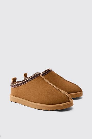 Tan Brown Slip on Cosy Mules