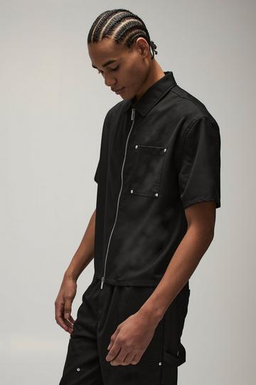 Oversized Boxy Utility Overhemd black