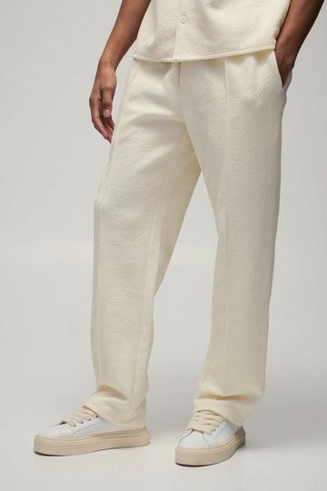 Straight Leg Embossed Houndstooth Trouser ecru