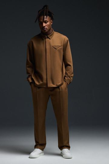 Straight Leg Twill Smart Trouser taupe