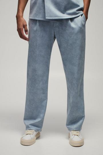 Geplooide Baggy Nep Suède Broek Met Ceintuur light blue