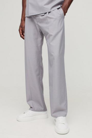 Relaxed Fit Belt Detail Pleat Front Trouser grey