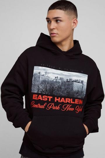 Black Boxy East Harlem Box Graphic Hoodie