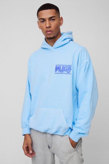 Oversized Big Bites Graphic Washed Hoodie pastel blue