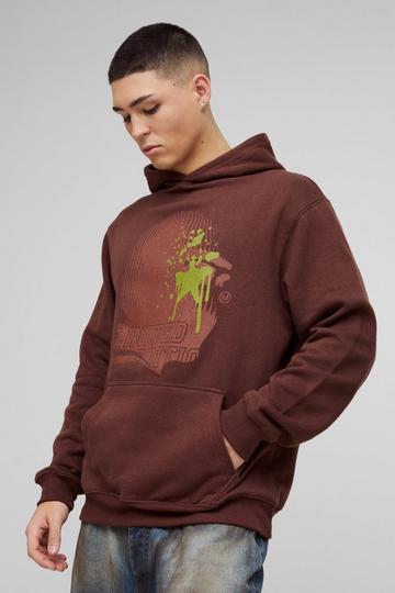 Limited Edition Graffiti Sterren Hoodie Met Print dark brown