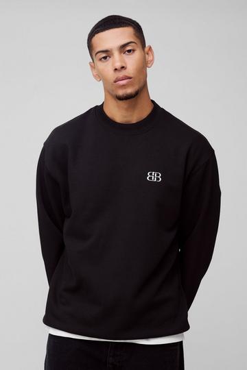 Oversized B Embroidered Sweatshirt black