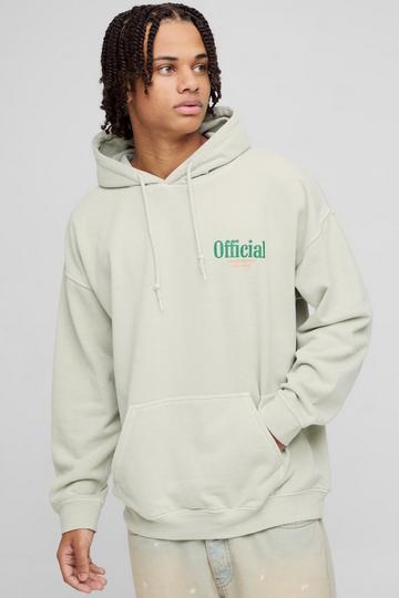 Ecru White Oversized Official Mountain Graphic Washed Hoodie