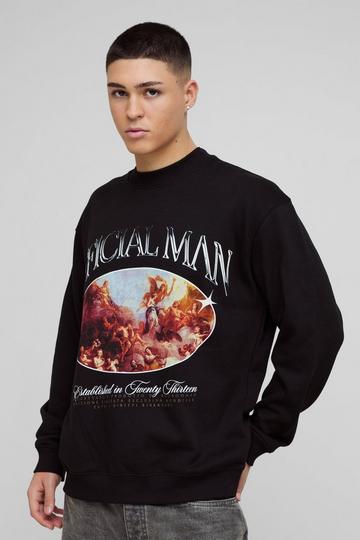 Oversized Official Man Renaissance Graphic Sweatshirt black