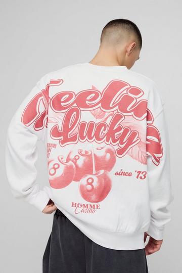 Oversized Feeling Lucky Cherry Graphic Sweatshirt white