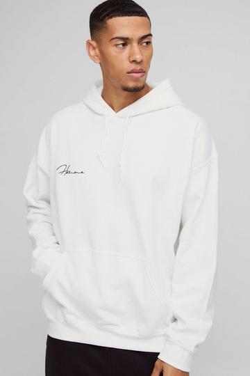 Homme Signature Embroidered Hoodie white