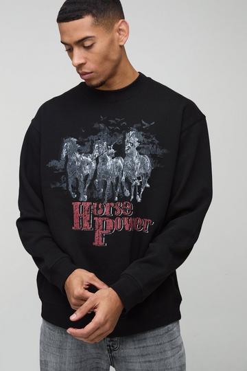 Black Oversized Wyoming Western Graphic Sweatshirt