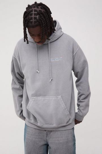 Charcoal Grey Oversized Nostalgia Graphic Washed Hoodie