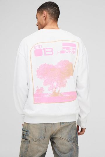 Oversized 13 Tree Graphic Sweatshirt white