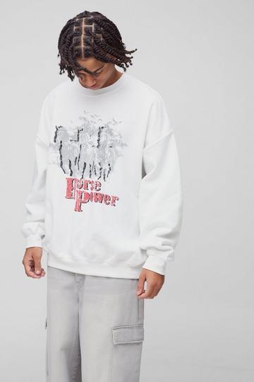 Oversized Horse Power Western Graphic Sweatshirt white