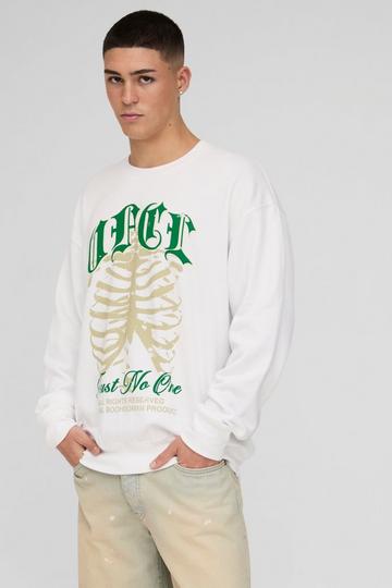 Oversized Gothic OFCL Ribcage Graphic Sweatshirt white