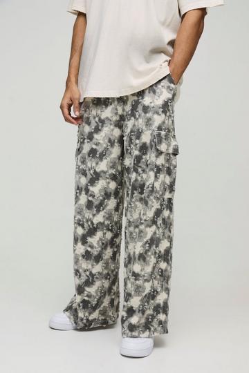 Baggy Fit Abstract Textured Cargo Trousers charcoal