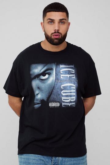 Plus Oversized Ice Cube License Print T-Shirt black