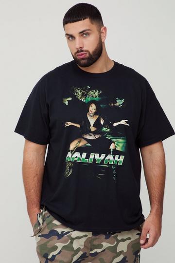 Plus Oversized Aaliyah License Print T-Shirt black