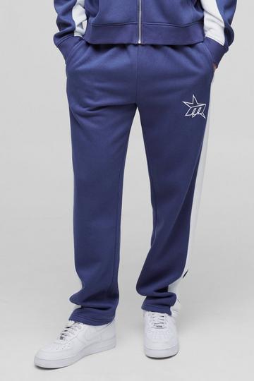 Navy Regular Fit M Star Side Panel Jogger