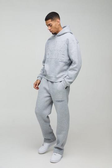 Oversized Boxy Homme Printed Embossed Tracksuit grey marl