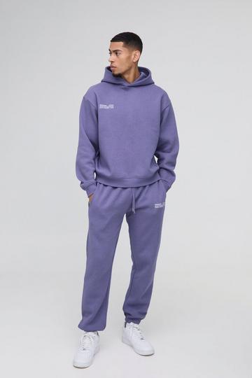 Oversized Boxy Man Hooded Tracksuit purple