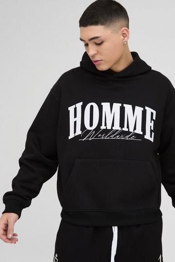 Black Oversized Boxy Homme Hoodie