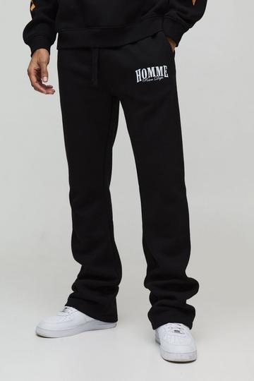 Slim Homme Stacked Flare Joggers black