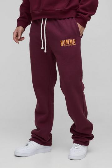 Slim Homme Stacked Flare Joggers burgundy