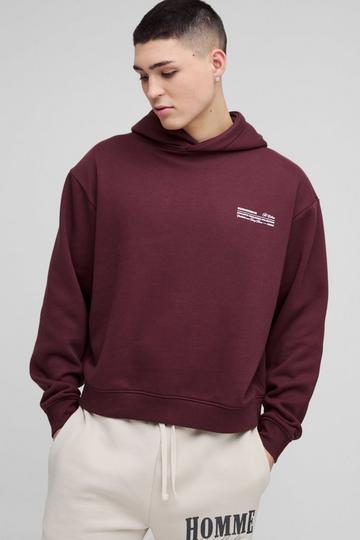 Oversized Boxy Man Hoodie burgundy