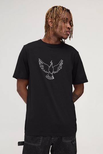 Tall Embroidered Dove T-Shirt black