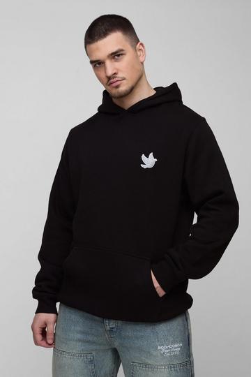 Tall Geborduurde Duiven Hoodie black