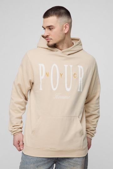 Tall Pour Homme Embroidered Hoodie sand