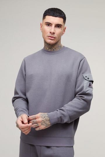 Tall Utility Pocket Jersey Sweatshirt grey