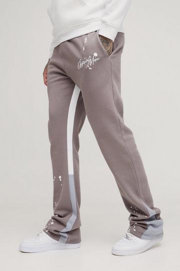 Tall Slim Stacked Flare Jogger With Gusset Panel grey