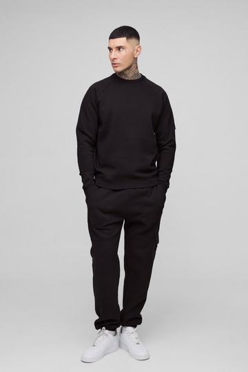 Tall Twill Utility Pocket Woven Tab Jersey Tracksuit black