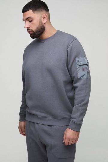 Plus Utility Pocket Jersey Sweatshirt grey