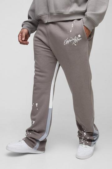 Plus Slim Stacked Flare Jogger With Gusset Panel grey