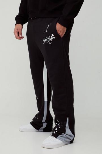 Plus Slim Stacked Flare Jogger With Gusset Panel black