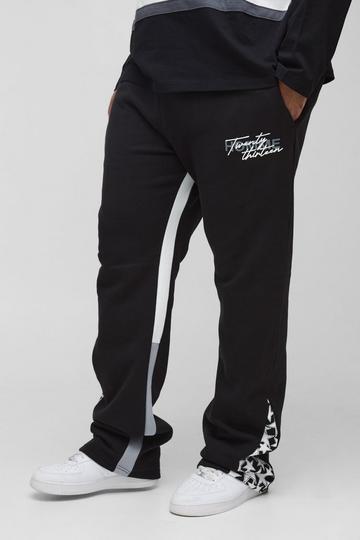 Plus Slim Stacked Flare Star Print Gusset Jogger black