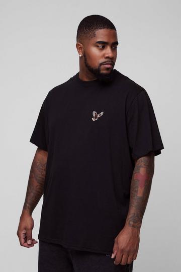 Black Plus Eagle Embroidered T-Shirt