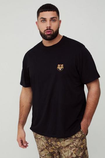 Plus Tiger Embroidered T-Shirt black