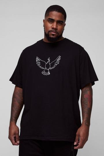 Plus Embroidered Dove T-Shirt black