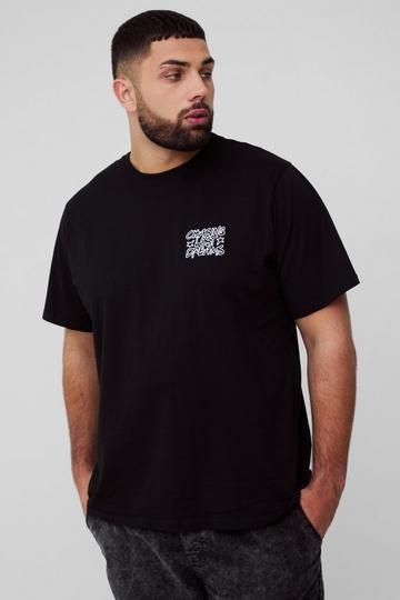 Plus Embroidered Slogan T-Shirt black