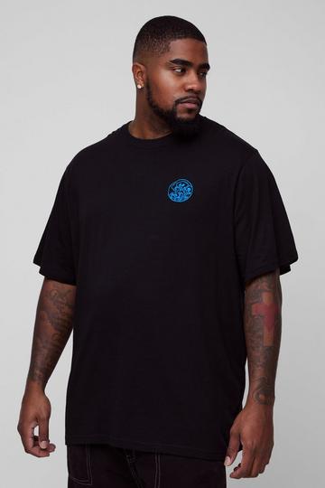 Black Plus Embroidered Wave T-Shirt