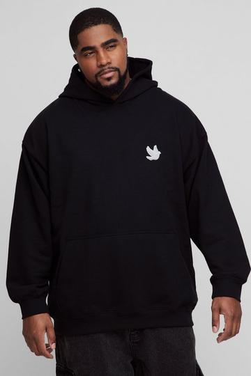 Plus Dove Embroidered Hoodie black