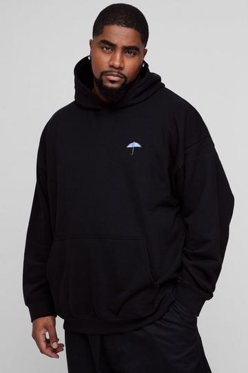 Plus Embroidered Umbrella Hoodie black