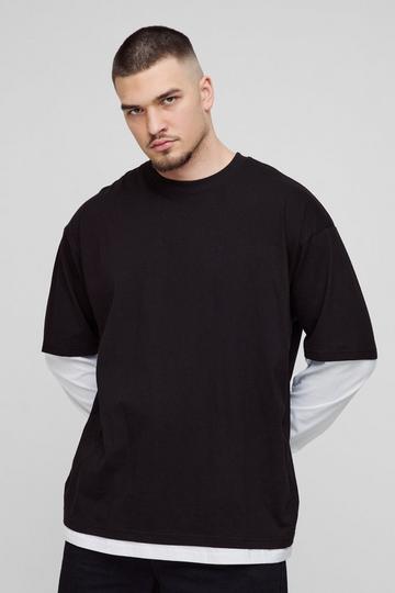 Tall Oversized Faux Layer T-shirt black