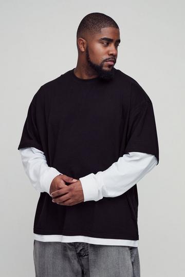 Plus Oversized Faux Layer T-shirt black