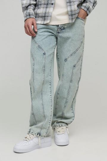 Relaxed Fit Rigid Seam Detail Jeans light blue